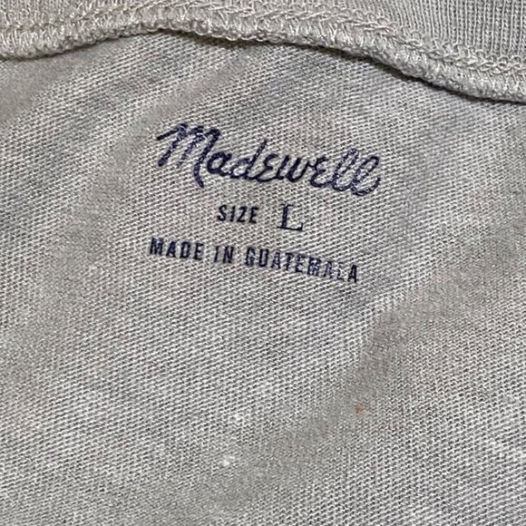 Madewell Gray Cotton Tie-front T-shirt Tee Size Large - Picture 4 of 4